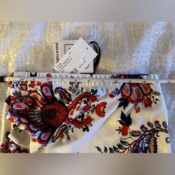 PACO RABANNE Asymmetric Ruched Printed Mini Skirt. White + Multicolor Pattern 00 - Picture 12 of 12